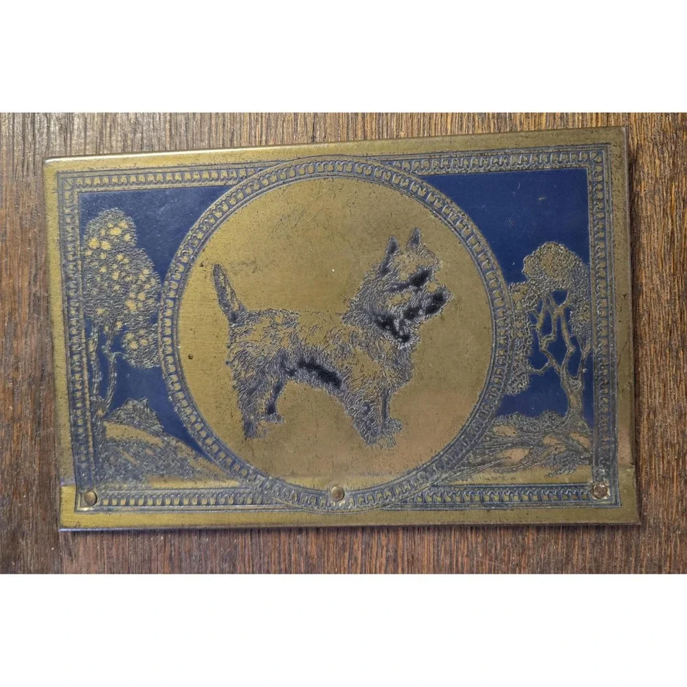 Vintage Scottie Dog Letter Holder, Embossed Metal Pocket,‎ Metal Letters sign